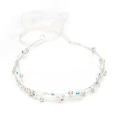 Handmade headband made with pearls and Swarovski stones