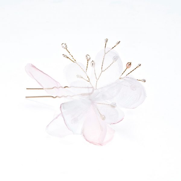 Handmade Hair Pin (Organza Flowers & Pearl Beads)