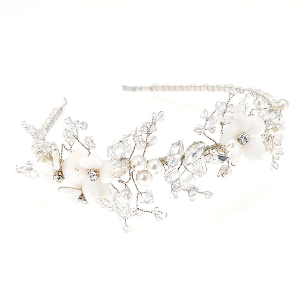 Handmade tiara with dazzling Swarovski and pearl detail
